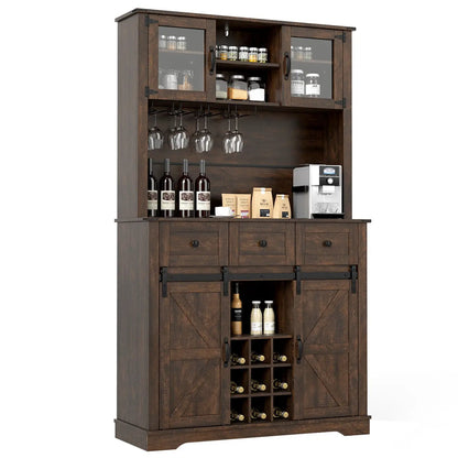 72 Inch Coffee Bar Cabinet With Drawers and Doors