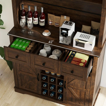 72 Inch Coffee Bar Cabinet With Drawers and Doors