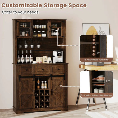 72 Inch Coffee Bar Cabinet With Drawers and Doors