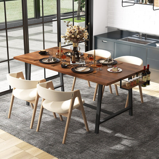 Mesa de comedor de 183 cm rectangular con botellero para 2 botellas, para 5-7 personas - Nogal