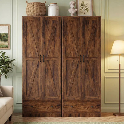 72 Inch Tall Kitchen Pantry Cabinet Farmhouse Wooden Cupboard with 2 Doors