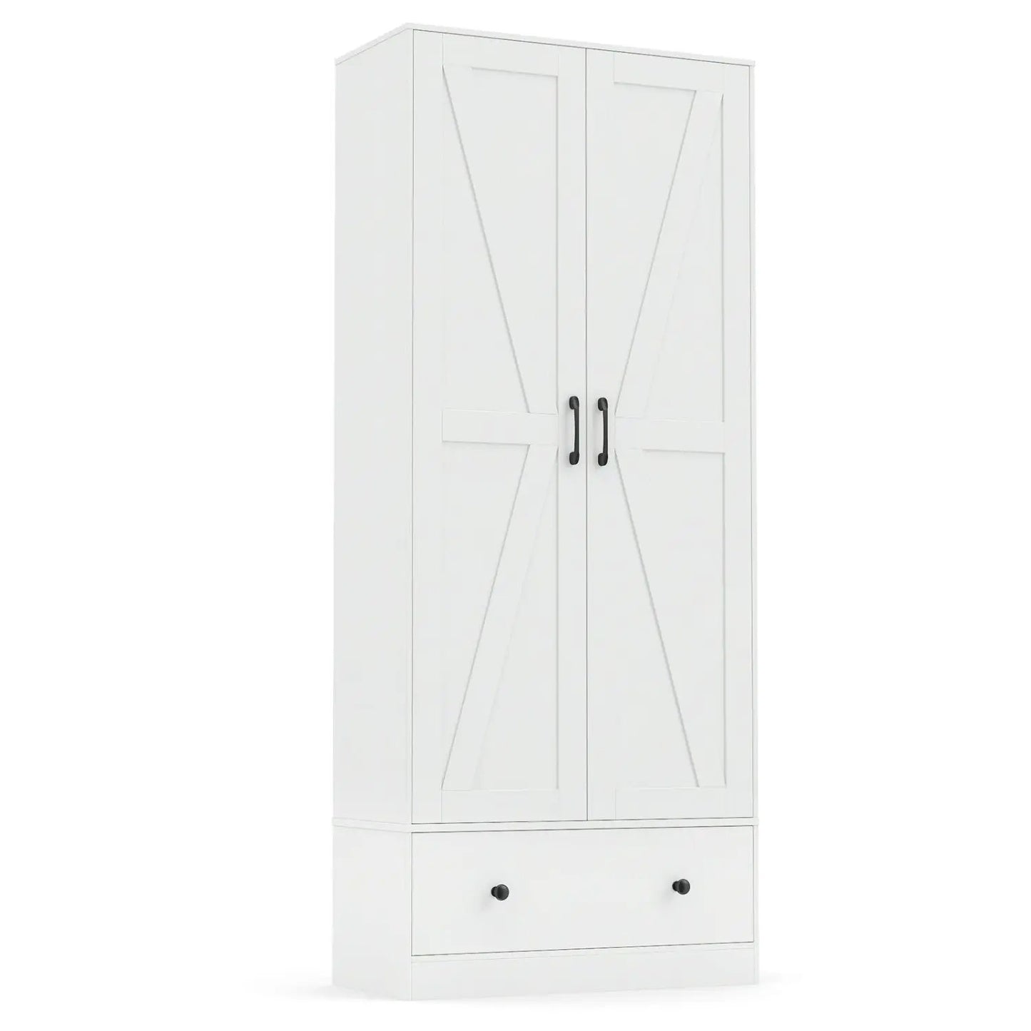 72 Inch Tall Kitchen Pantry Cabinet Farmhouse Wooden Cupboard with 2 Doors
