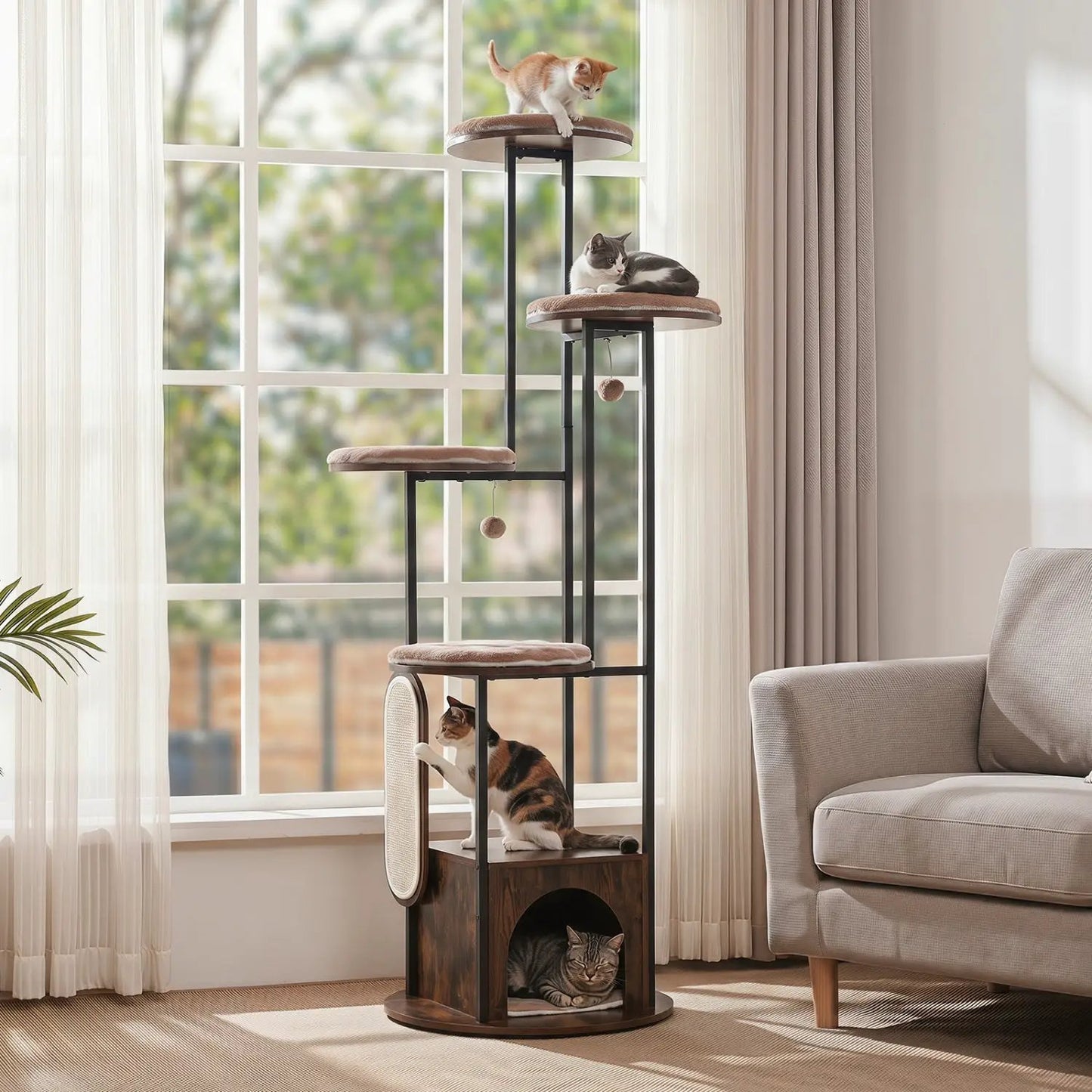 72 Inch Multi Level Cat Tree With Condo Perches