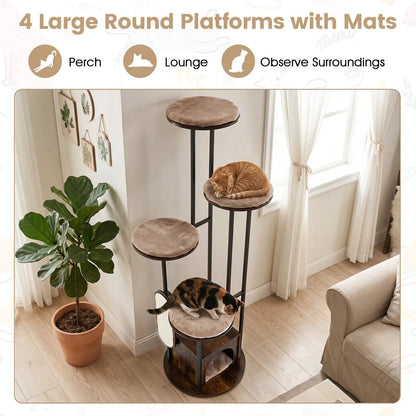 72 Inch Multi Level Cat Tree With Condo Perches