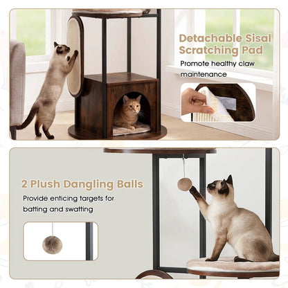 72 Inch Multi Level Cat Tree With Condo Perches