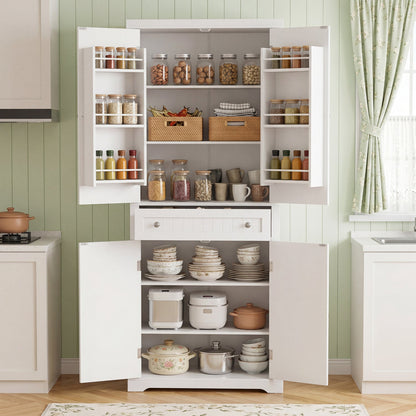 72-inch tall white kitchen pantry cabinet with 4 fluted doors by DirectDeals on Tampa Home & Garden Store