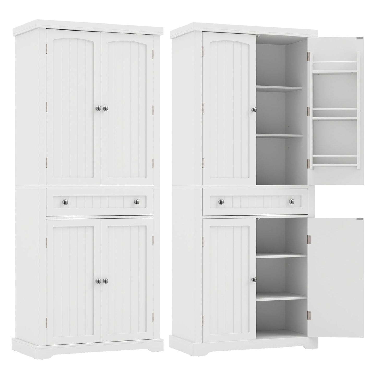 72in tall white kitchen pantry cabinet with 4 fluted doors and drawers DirectDeals on Tampa Home & Garden Store