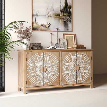 60-inch wood accent cabinet with 4 doors brown and antique white by HouseOfZazla on Tampa Home & Garden Store