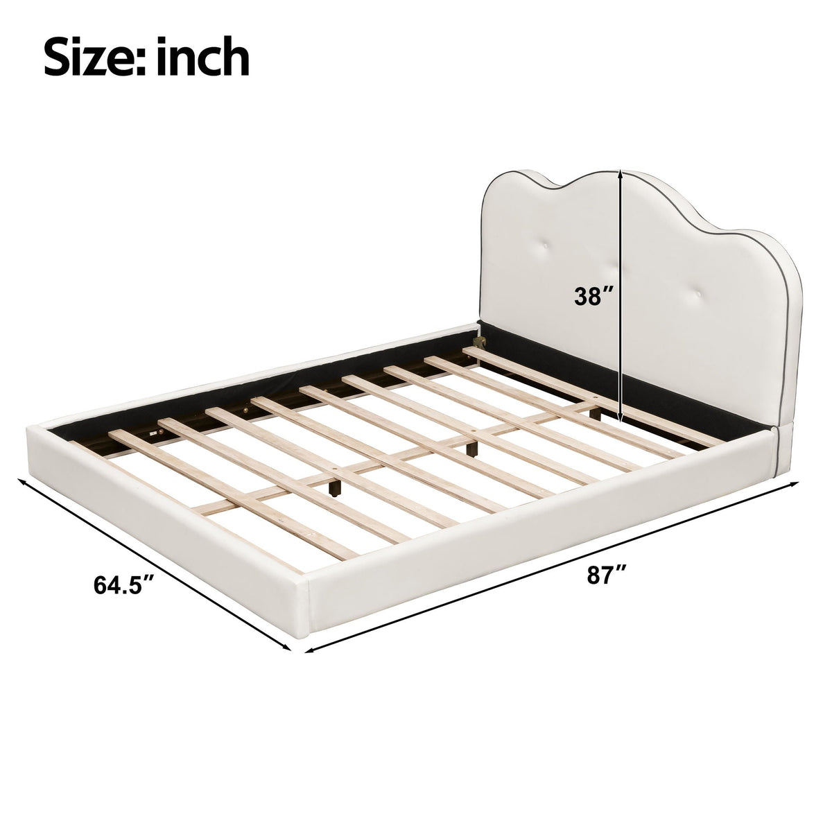 Upholstered Platform Bed by HouseOfZazla with white tufted headboard and slatted base on Tampa Home & Garden Store