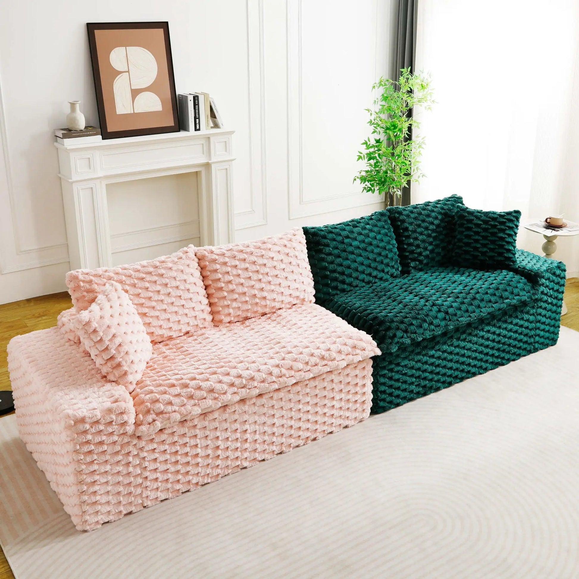 Luxury multifunctional sofa pink and teal knitted fabric by Unique Piece Furniture on Tampa Home & Garden Store