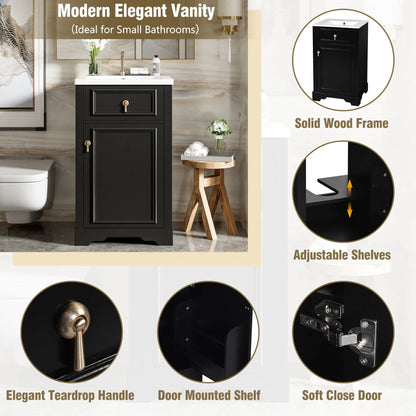 Elegant Vanity With Ceramic Sink and Shelf