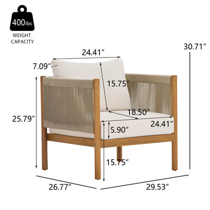 Acacia Wood Outdoor Chair And Rope Panels
