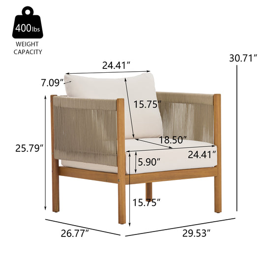 Acacia Wood Outdoor Chair And Rope Panels