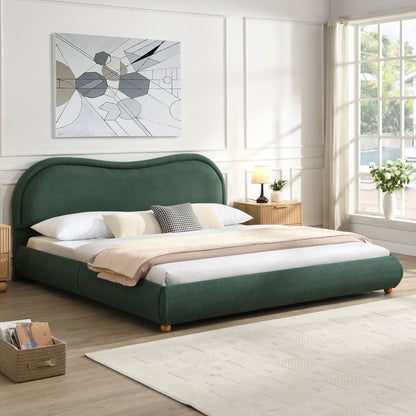 Upholstered Platform Bed with Curved Headboard
