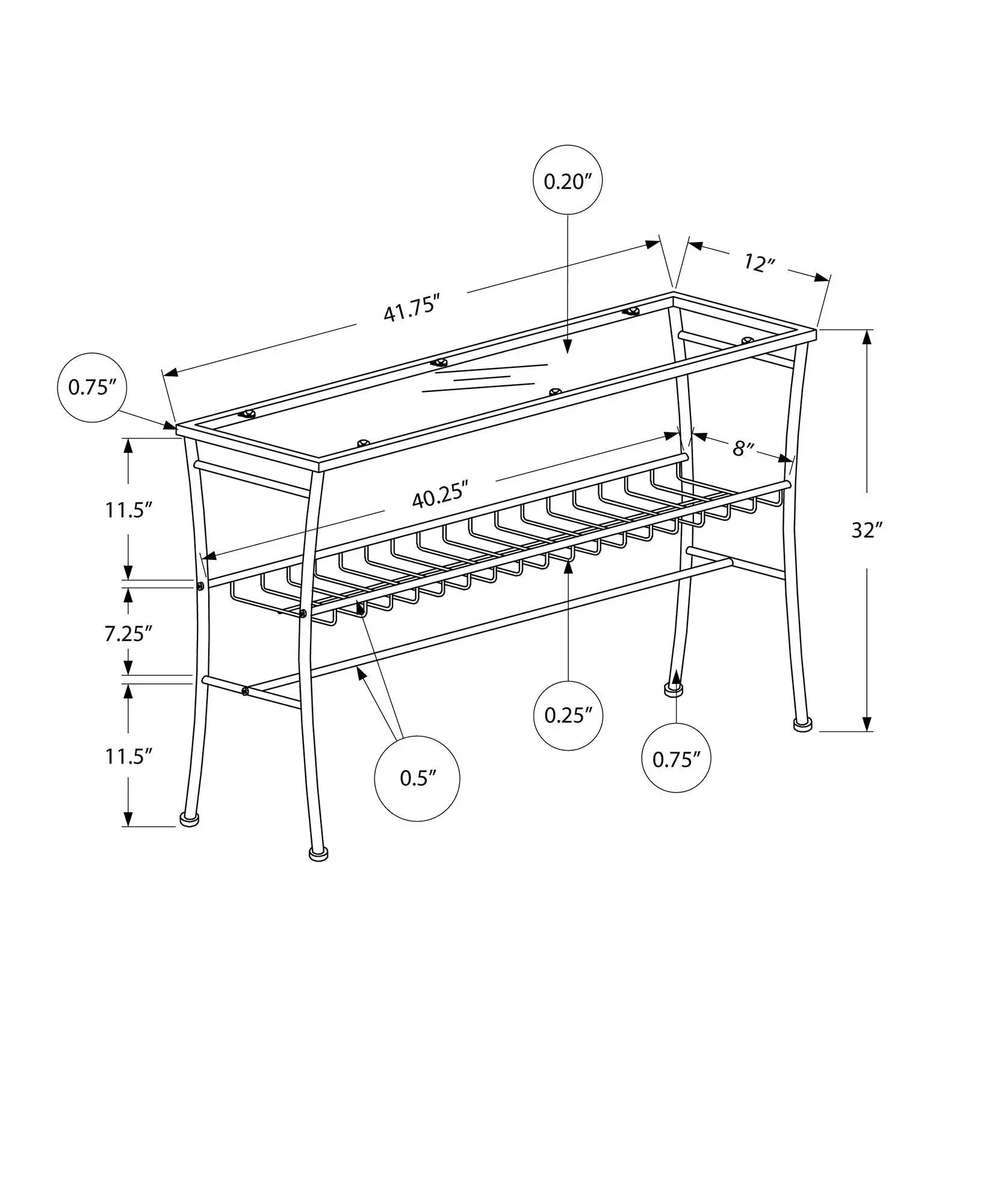 Accent Console Table with silver metal frame and glass top, contemporary entryway design on Tampa Home & Garden Store