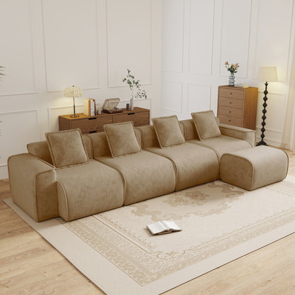 Streamlined 4-seat L-shaped modular sofa in warm beige by HouseOfZazla on Tampa Home & Garden Store