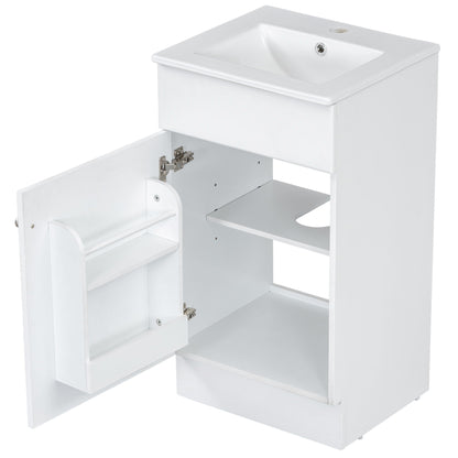 Bathroom vanity with sink, white finish, adjustable shelf, HouseOfZazla vanity cabinet on Tampa Home & Garden Store