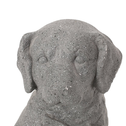 A Gray Mgo Dog Statue in Outdoor Garden Decor