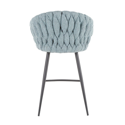 Braided counter-height chair with padded bucket seat in light blue fabric, HouseOfZazla on Tampa Home & Garden Store