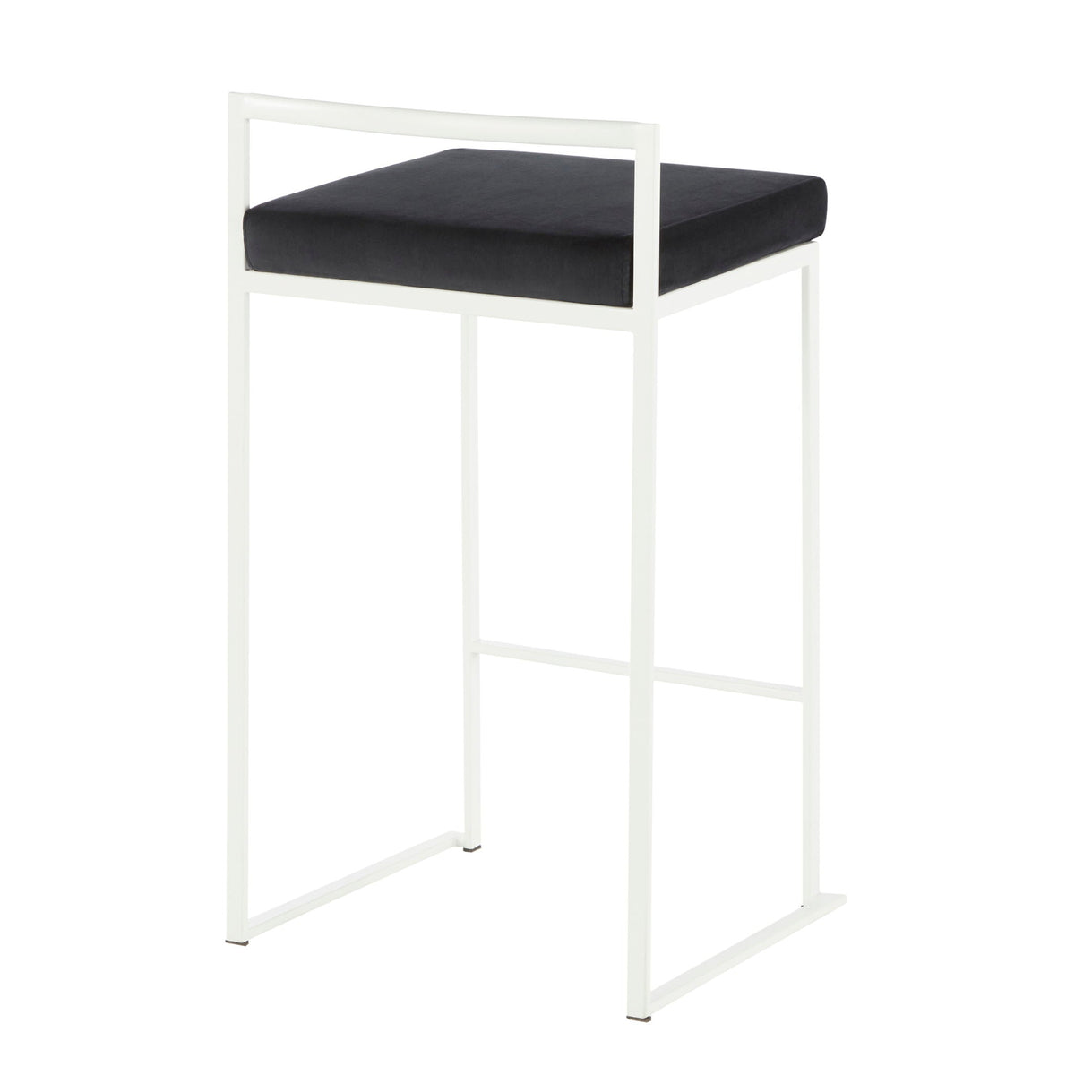 Stackable counter stool with padded black seat and white metal frame by HouseOfZazla on Tampa Home & Garden Store