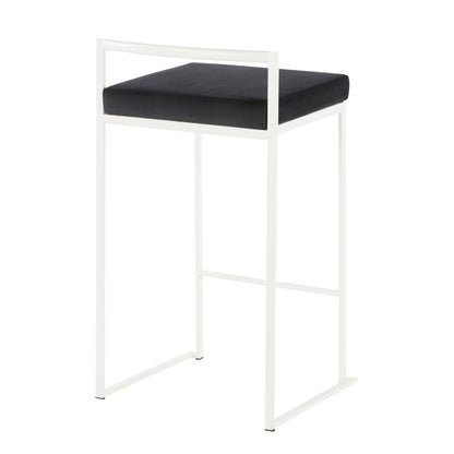 Stackable counter stool with padded black seat and white metal frame by HouseOfZazla on Tampa Home & Garden Store