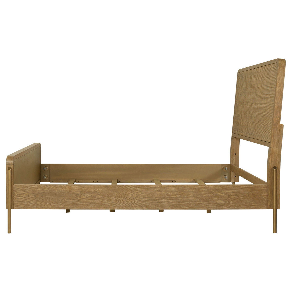 Stevie Panel Bed natural wood platform bed frame with woven cane headboard panel HouseOfZazla on Tampa Home & Garden Store