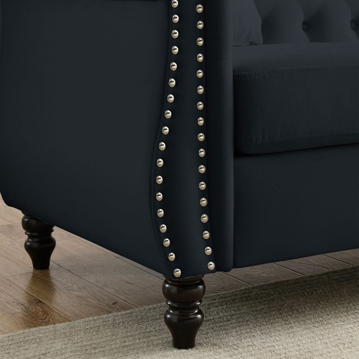 Chesterfield Sofa With Nailhead Trim and Cushions