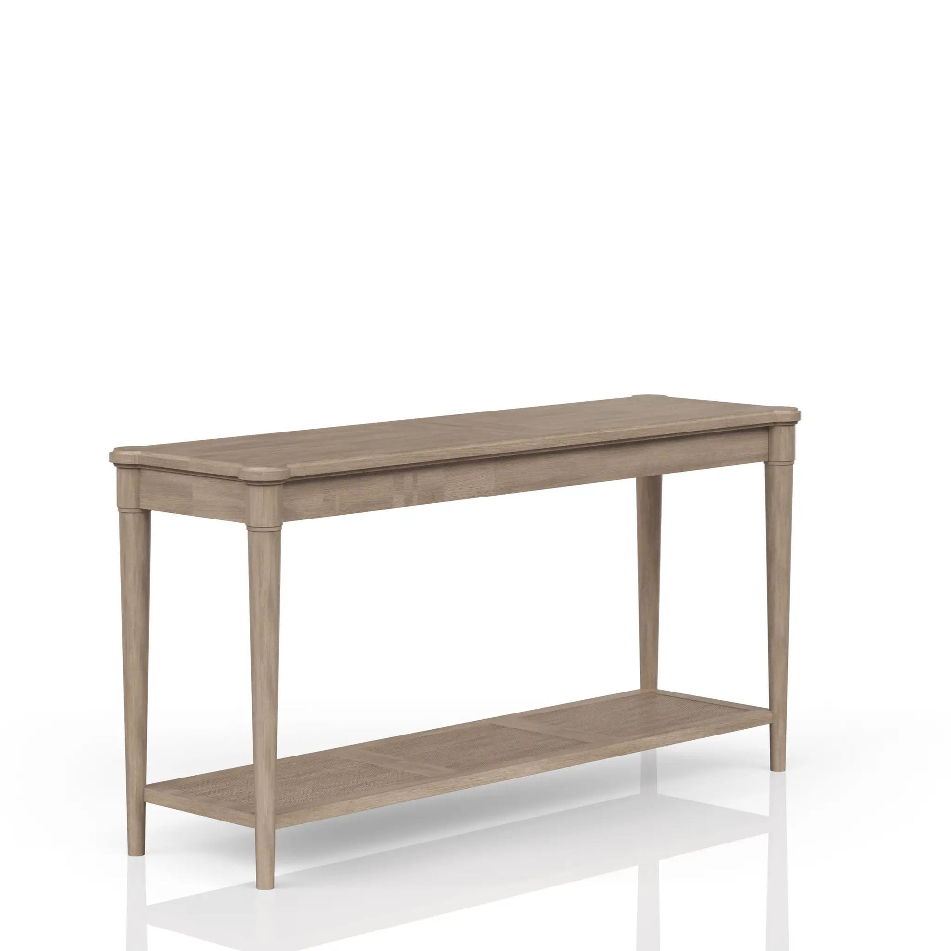 Sofa Table Sand wood finish with lower shelf and tapered legs by Unique Piece Furniture on Tampa Home & Garden Store