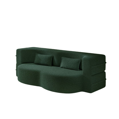 Modern Floor Sleeper Sofa Bed And Two Pillows