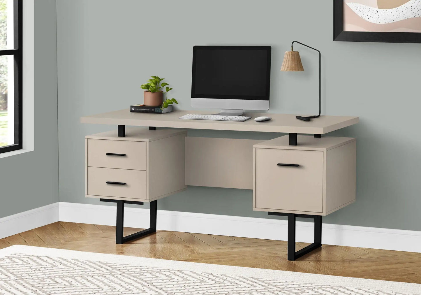 60 Inch Computer Desk For Home Office Drawers