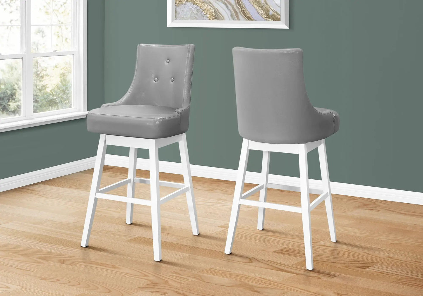 Swivel bar-height stools gray faux leather with tufted back, set of 2 Unique Piece Furniture on Tampa Home & Garden Store