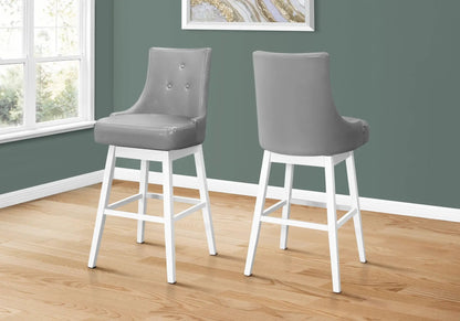 Swivel bar-height stools gray faux leather with tufted back, set of 2 Unique Piece Furniture on Tampa Home & Garden Store