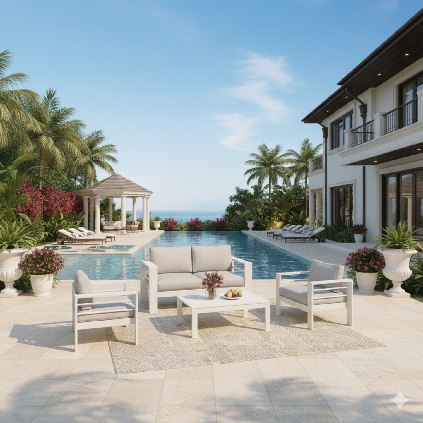 Outdoor Iron Patio Set With The Thick Cushions