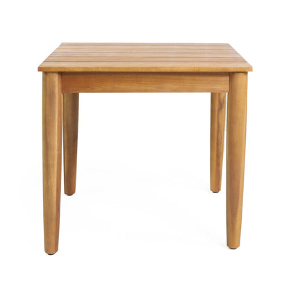 Acacia wood outdoor table with rustic slat top and chunky legs from HouseOfZazla outdoor set on Tampa Home & Garden Store