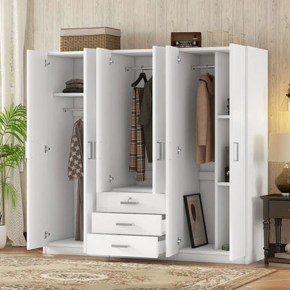 6 Doors Wardrobe Storage for Bedroom with Drawers