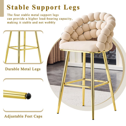 Ball Chain Bubble Tufted Bar Chairs Set Of Two