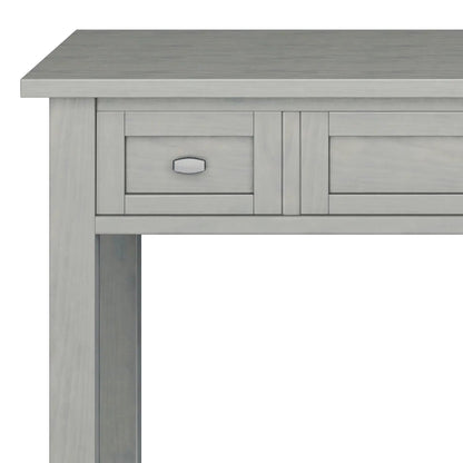 Warm Shaker Handcrafted Desk in pale gray washed wood with paneled front and silver drawer pull on Tampa Home & Garden Store