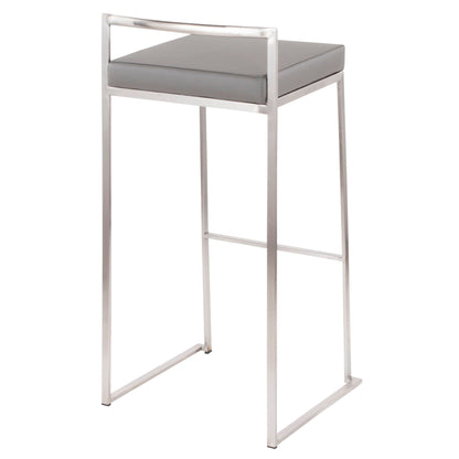 Stackable barstool with padded gray seat and brushed aluminum frame by HouseOfZazla on Tampa Home & Garden Store
