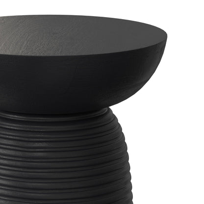 Ribbed Accent Table in black with a round textured top and ribbed pedestal HouseOfZazla on Tampa Home & Garden Store