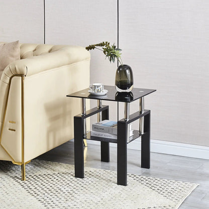 Tempered Glass Table With Storage For Living Room