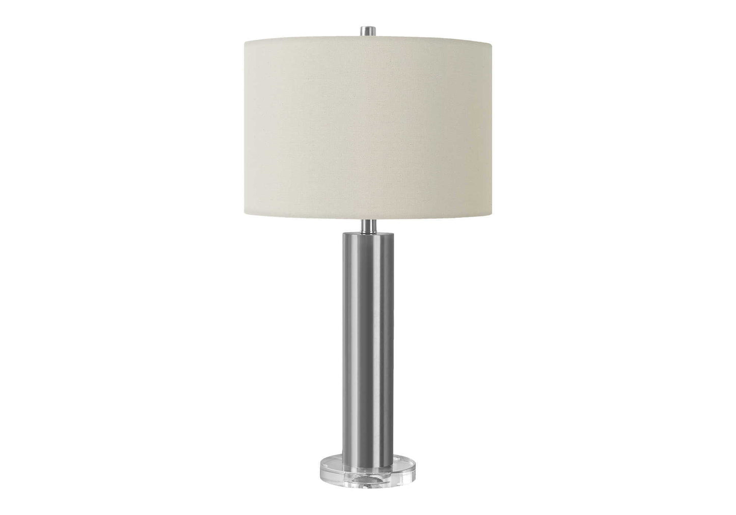 Contemporary table lamp with adjustable lighting beige shade and brushed chrome stem on Tampa Home & Garden Store