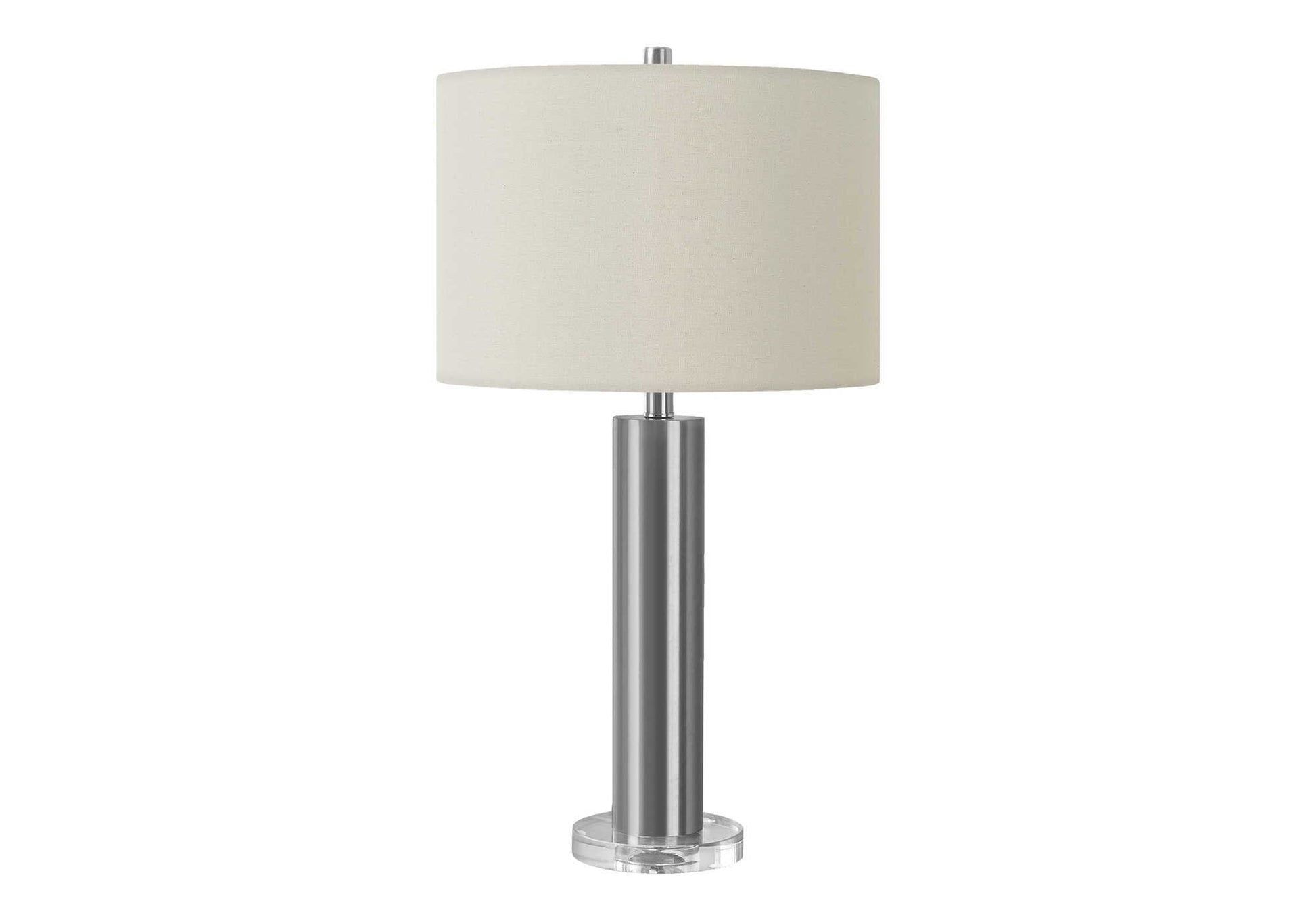 Contemporary table lamp with adjustable lighting beige shade and brushed chrome stem on Tampa Home & Garden Store