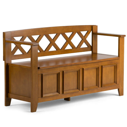 Amherst Handcrafted Entryway Storage Bench by Unique Piece Furniture with lattice back on Tampa Home & Garden Store