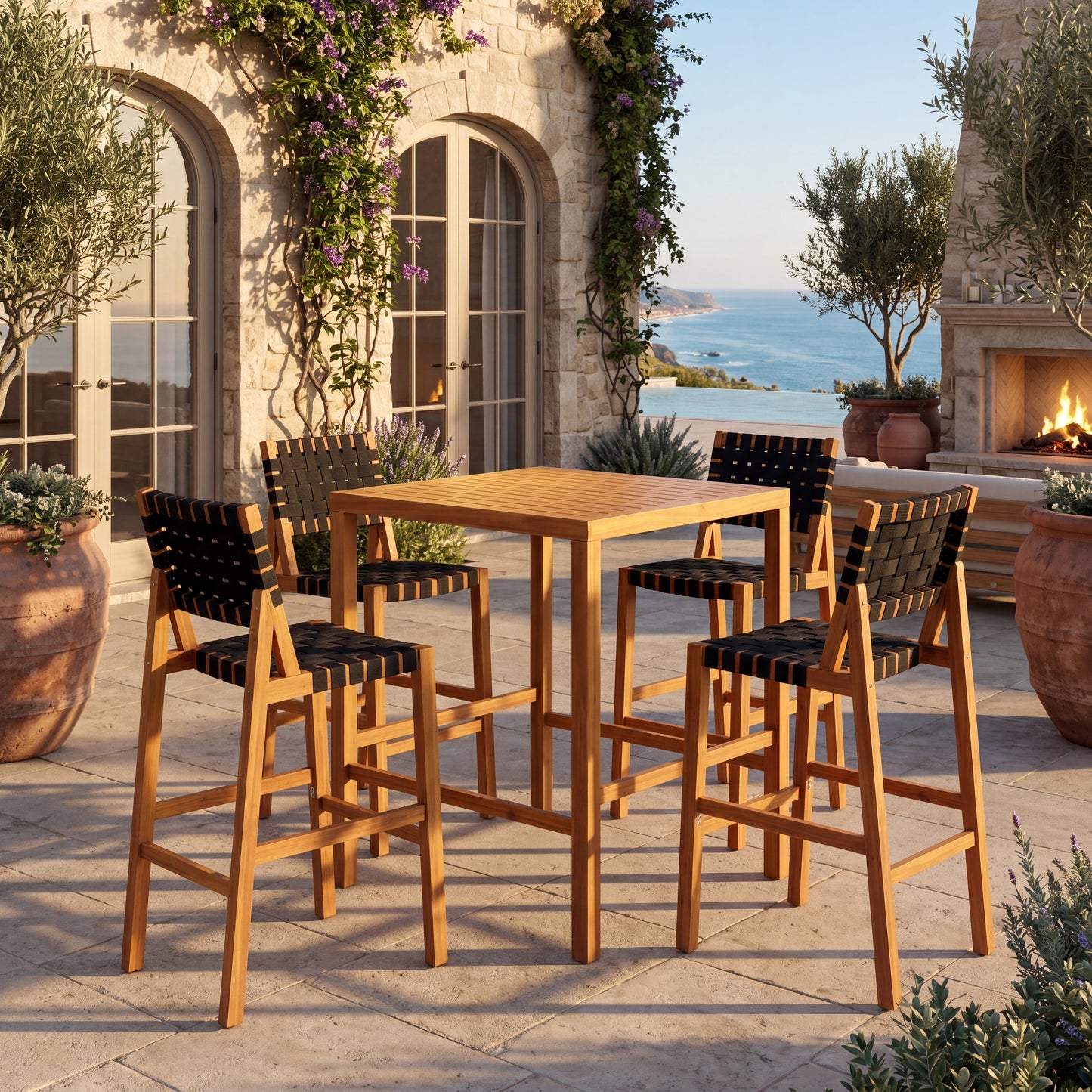 Acacia and Solid Wood Outdoor Furniture Set