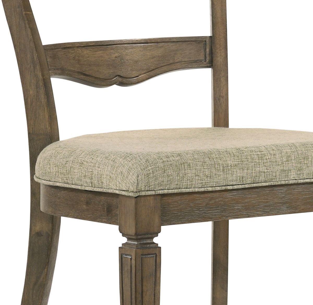 Parfield Weathered Side Chair Set with Padded Seat in light brown oak; beige upholstered seat on Tampa Home & Garden Store