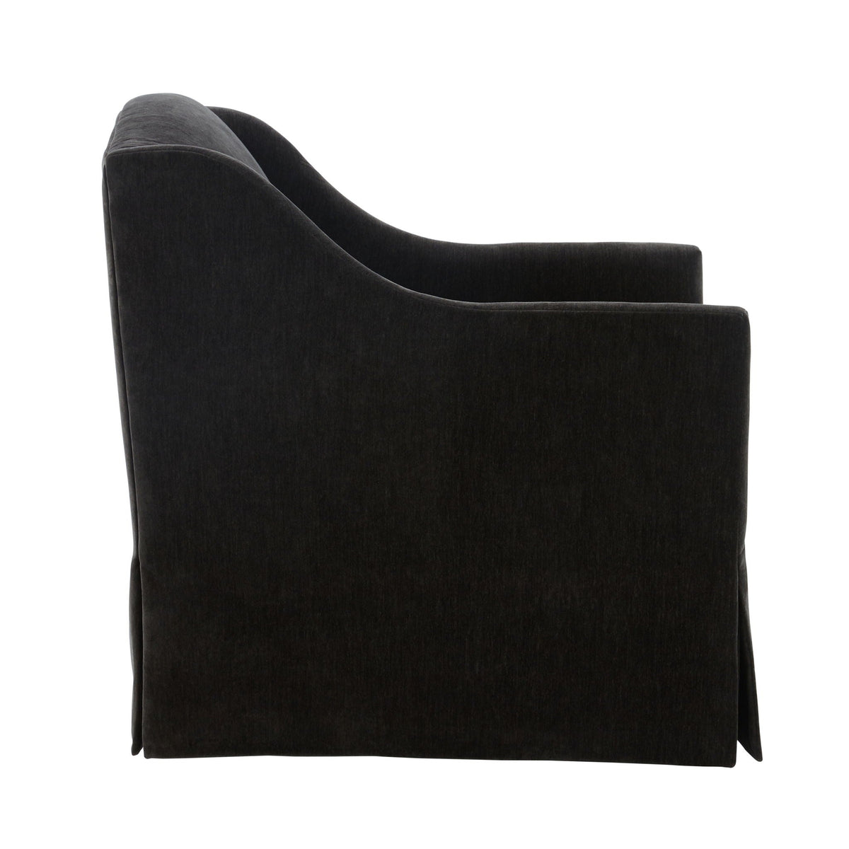 Skirted swivel accent chair by HouseOfZazla in dark charcoal fabric with 360° swivel base on Tampa Home & Garden Store