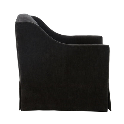 Skirted swivel accent chair by HouseOfZazla in dark charcoal fabric with 360° swivel base on Tampa Home & Garden Store