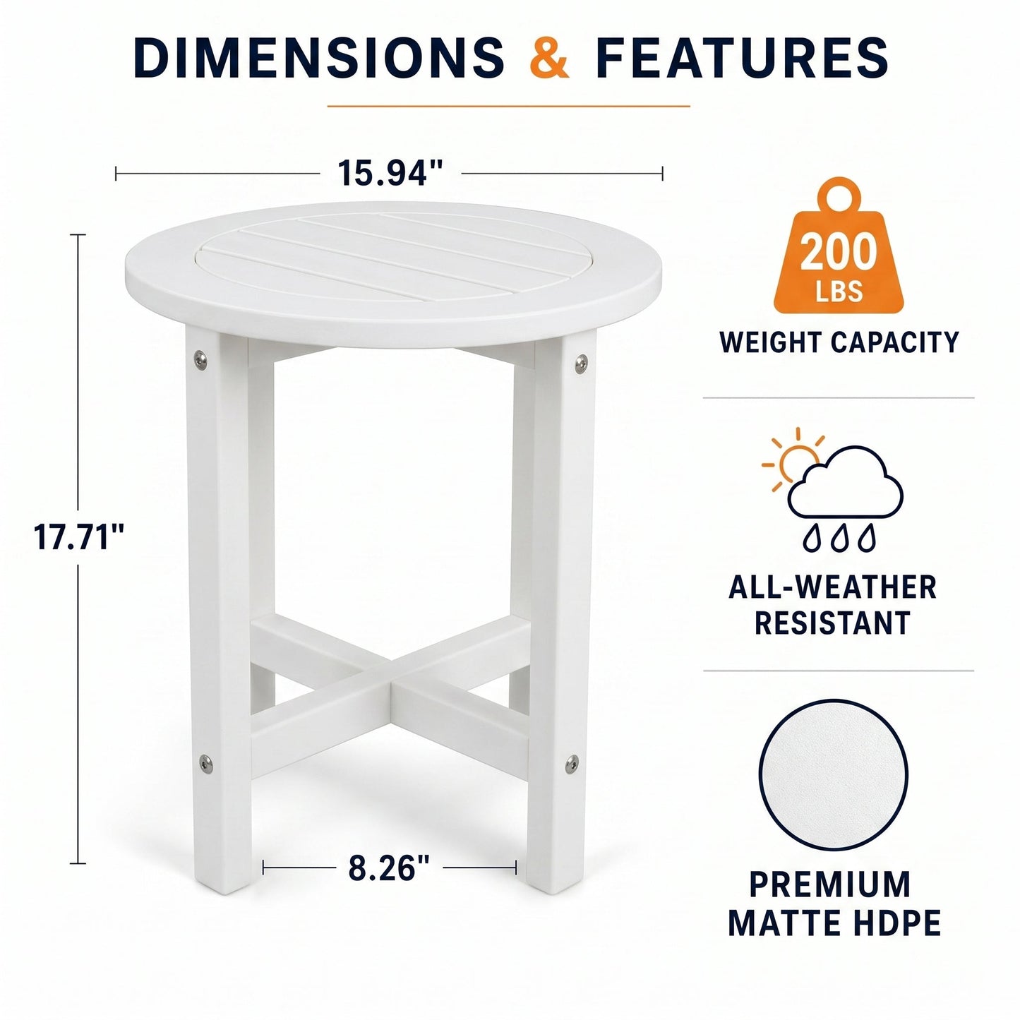 White HDPE Outdoor Side and Patio End Table