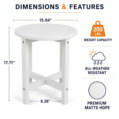 White HDPE Outdoor Side and Patio End Table