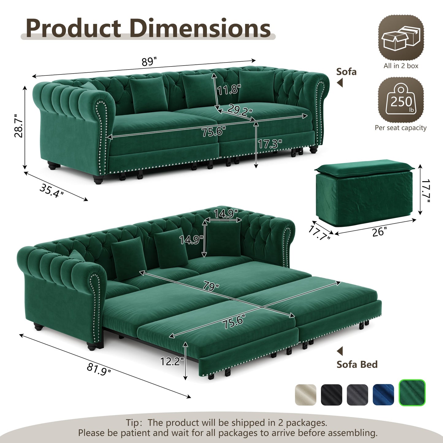 Green Chesterfield Velvet Sofa and the Bed